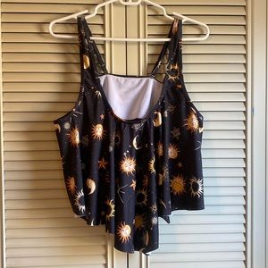 Womens Plus Two Piece Boho Sun and Moon Bikini Bathing Suit - Size 14